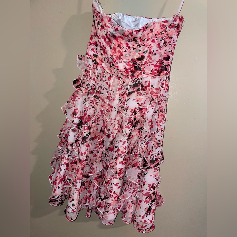 Floral White House Black Market Strapless Dress